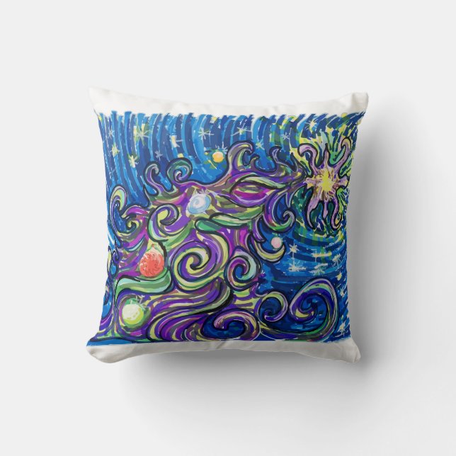 Cosmic Christmas Tree Throw Pillow (Front)