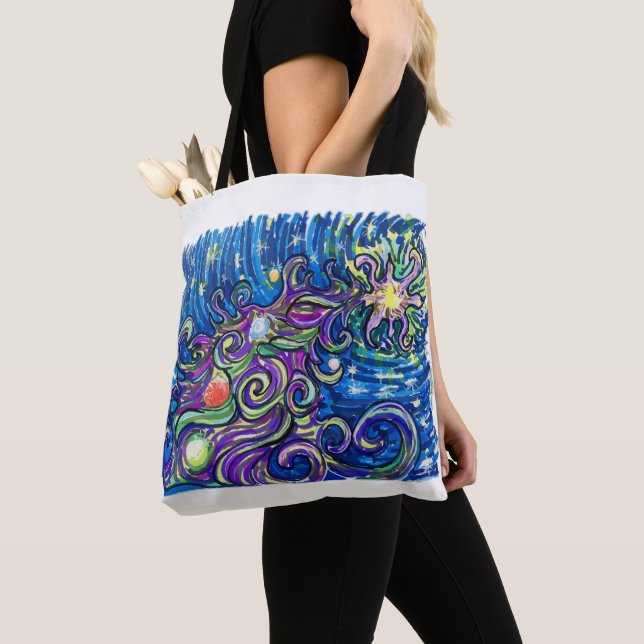 Cosmic Christmas Tree Tote Bag (Close Up)
