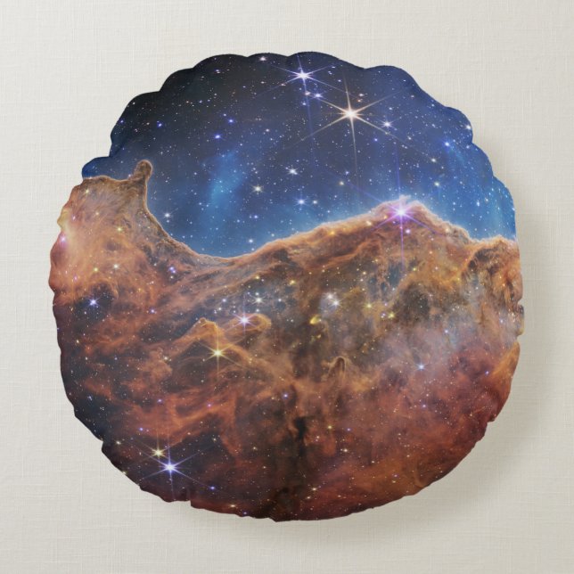 Cosmic Cliffs Carina Nebula Space Webb Telescope  Round Pillow (Front)