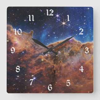 Cosmic Cliffs in Carina Nebula Space NASA Webb Square Wall Clock