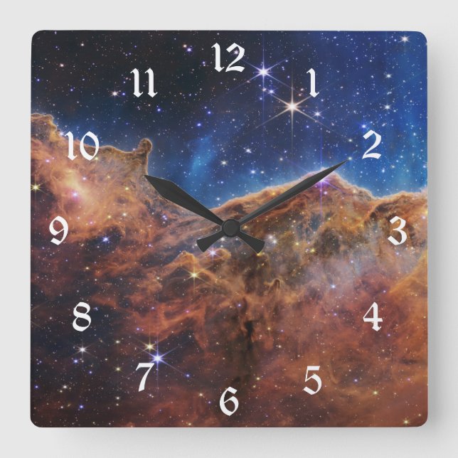 Cosmic Cliffs in Carina Nebula Space NASA Webb  Square Wall Clock (Front)