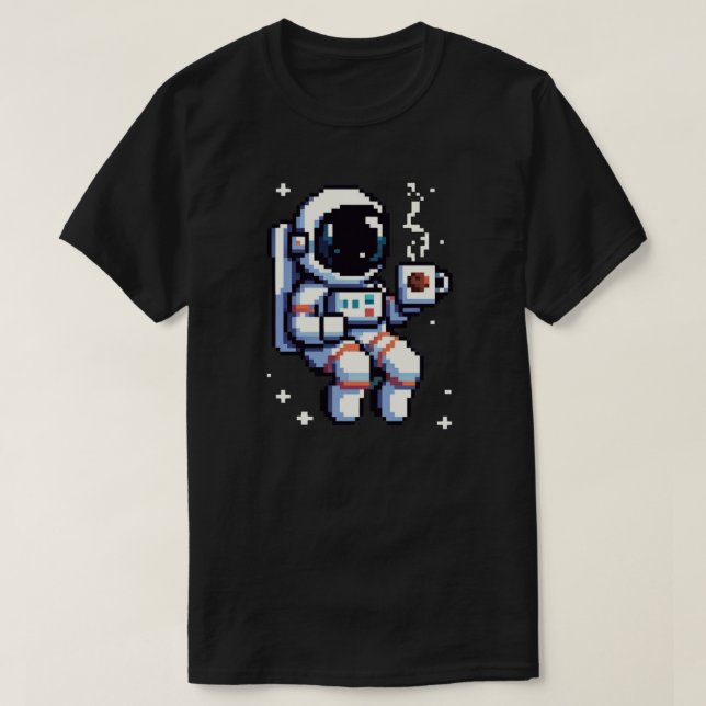 Cosmic Coffee Break: Astro Java - Space Sipper T-Shirt (Design Front)