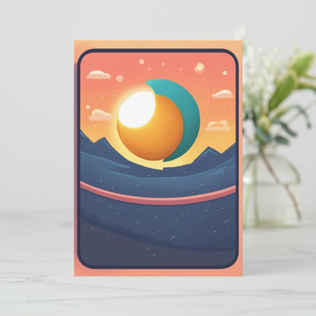 Cosmic Collision Emblem T-Shirt – Gravity at Play Invitation (Standing Front)