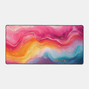 Cosmic Colors Abstract Desk Mat