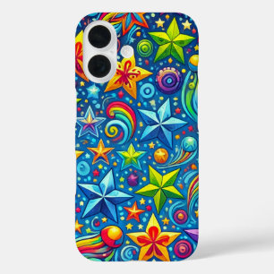 ✨ Cosmic Colour Starburst Pattern 🌈 Vibrant Night iPhone 16 Case