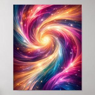 Cosmic Colour Vortex Abstract Aesthetic Poster