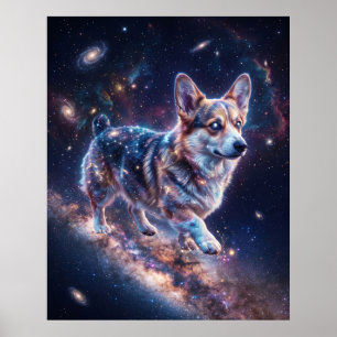 Cosmic Corgi Milky Way Galaxy Art Poster