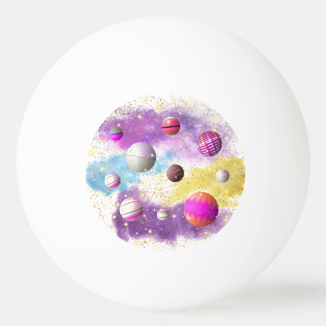 Cosmic Cotton Candy Galaxy Ping Pong Ball (Front)
