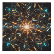 Cosmic Crystal Mandala: Bright Neon and Liqui Gold