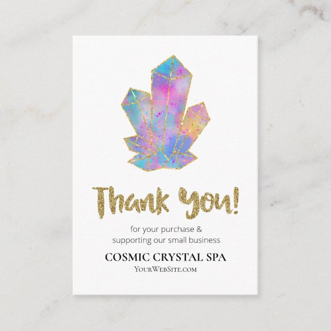 *~* COSMIC CRYSTAL Review THANK YOU LOGO QR AP8 Enclosure Card (Front)