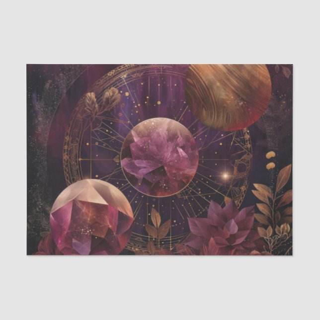 Cosmic Crystal Ringed Planet Fantasy Art (7) Tissue Paper (Front)