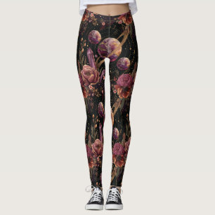 Cosmic Crystal Ringed Planet Fantasy Art Leggings