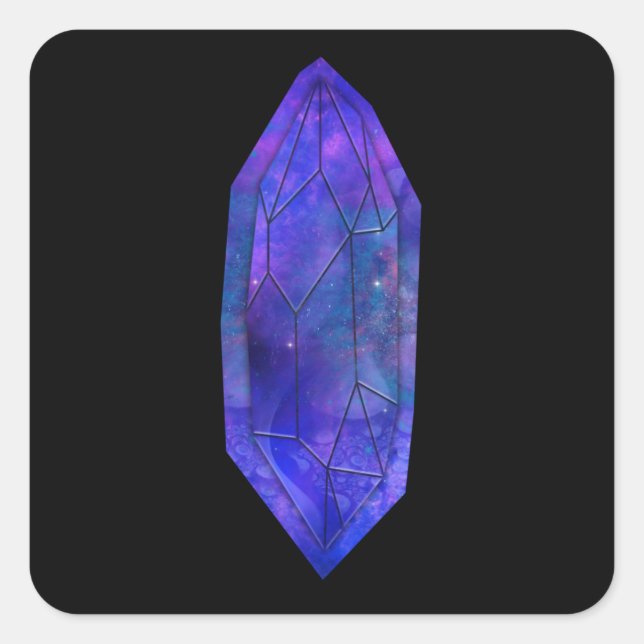 Cosmic Crystal Space Fractal Spiritual Gem Space Square Sticker (Front)