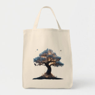 Cosmic Crystal Tree Art – Dreamy Nature Design Tote Bag