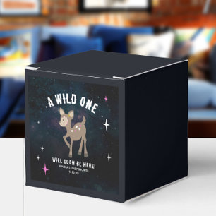 Cosmic Deer Wild One Pink Girl Baby Shower Favor Box