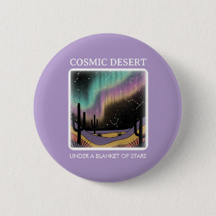 Cosmic Desert Aurora • Retro Western Night Sky 2 Inch Round Button