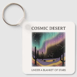 Cosmic Desert Aurora • Retro Western Night Sky Keychain