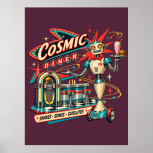 Cosmic Diner Retro Poster