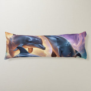 Cosmic Dolphins and Jellyfish in Space  Body Pillow