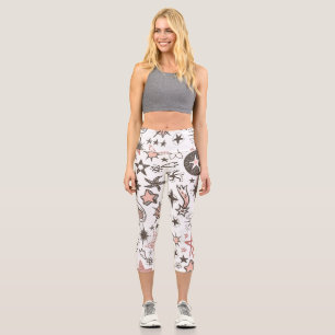 Cosmic Doodles: Stars and Comets Capri Leggings