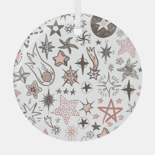 Cosmic Doodles: Stars and Comets Glass Ornament