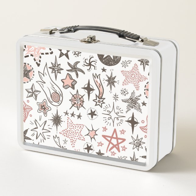 Cosmic Doodles: Stars and Comets Metal Lunch Box (Front)