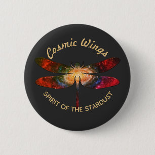 Cosmic Dragonfly • Galaxy Wings & Nebula Trails 2 Inch Round Button