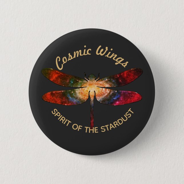 Cosmic Dragonfly • Galaxy Wings & Nebula Trails 2 Inch Round Button (Front)