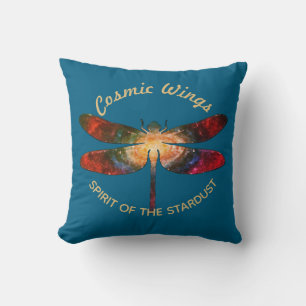 Cosmic Dragonfly • Galaxy Wings & Nebula Trails Throw Pillow