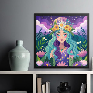 Cosmic Dreamer Illustrated Fantasy Beauty Poster