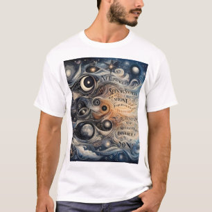 Cosmic Dreams: Surreal Galaxy Typography Art T-Shirt