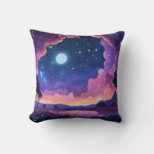 Cosmic Dreamscape Starry Night Throw Pillow