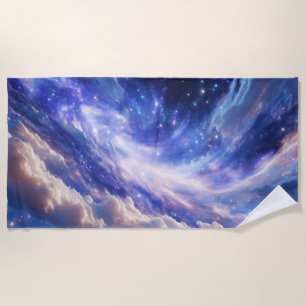 Cosmic Dreamscape: Swirling Nebula & Starry Night Beach Towel