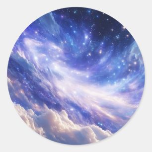 Cosmic Dreamscape: Swirling Nebula & Starry Night Classic Round Sticker