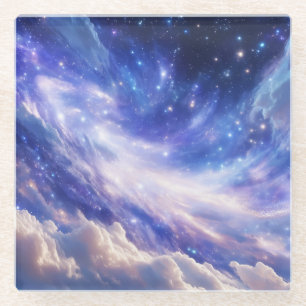 Cosmic Dreamscape: Swirling Nebula & Starry Night Glass Coaster