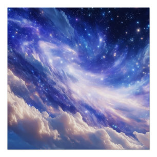 Cosmic Dreamscape: Swirling Nebula & Starry Night Poster