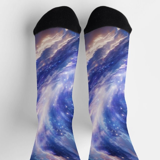 Cosmic Dreamscape: Swirling Nebula & Starry Night Socks (Top)