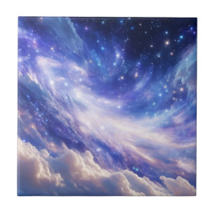Cosmic Dreamscape: Swirling Nebula & Starry Night Tile