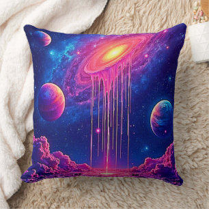 Cosmic Drip: Galaxy's Sweet Essence Throw Pillow