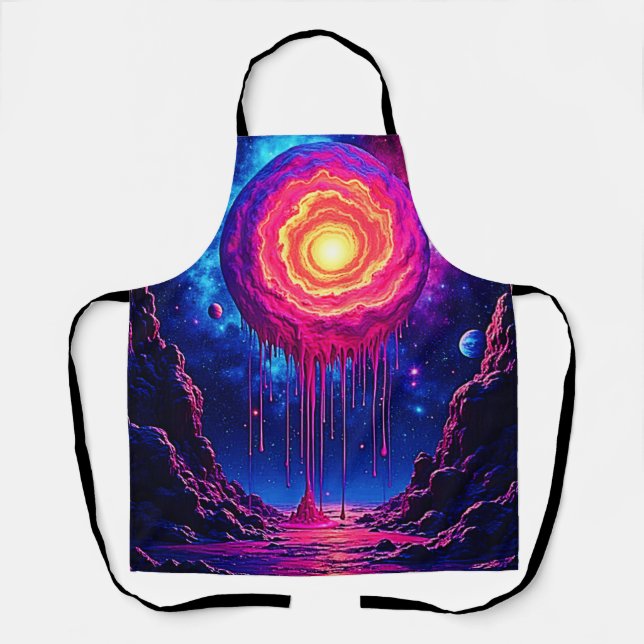 Cosmic Dripping Planet Art Apron (Front)