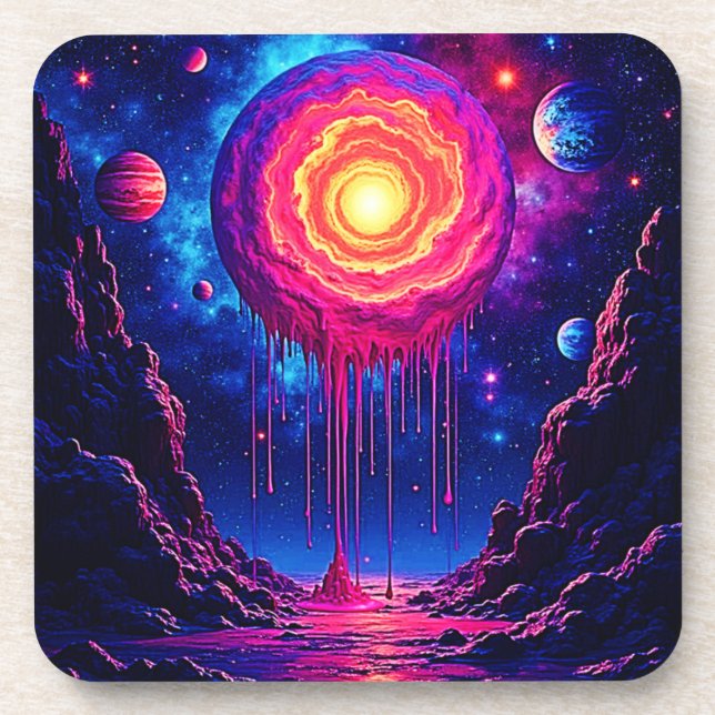 Cosmic Dripping Planet Art Coaster (Front)