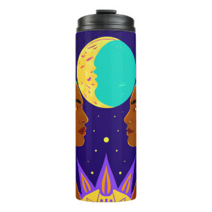 Cosmic Duality: Sun, Moon, and Sisterhood Thermal Tumbler