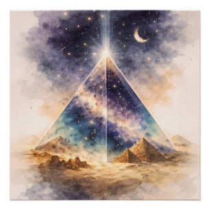 Cosmic Egyptian Pyramid art, Ancient Egypt Poster