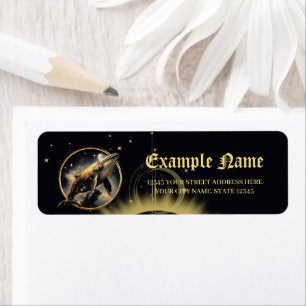 Cosmic elegance, the golden, black whale