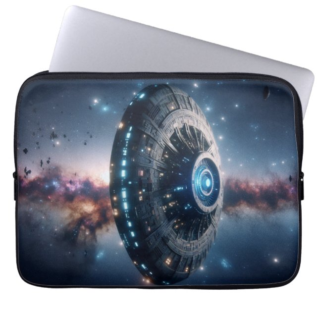 Cosmic Encounter: Alien Ship in the Galaxy Laptop Sleeve (Front)