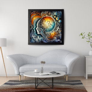 Cosmic Energy and Surreal Abstract Faces Canvas Print