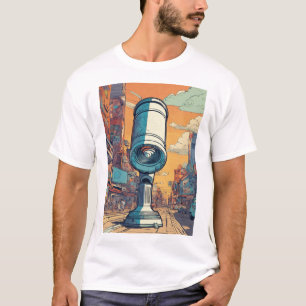 Cosmic Explorer: Vector Comic Art Telescope T-Shirt