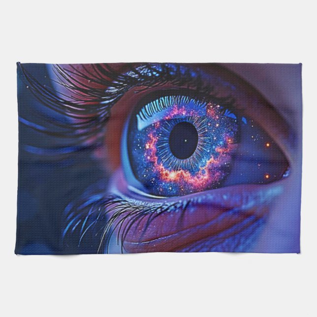 Cosmic Eye Starlight Gaze Kitchen Towel (Horizontal)