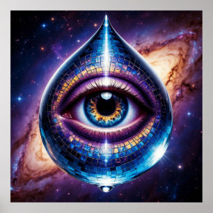 Cosmic Eye Within Teardrop Shaped Galactic Disco Poster