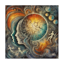 Cosmic Faces with Abstract Sun